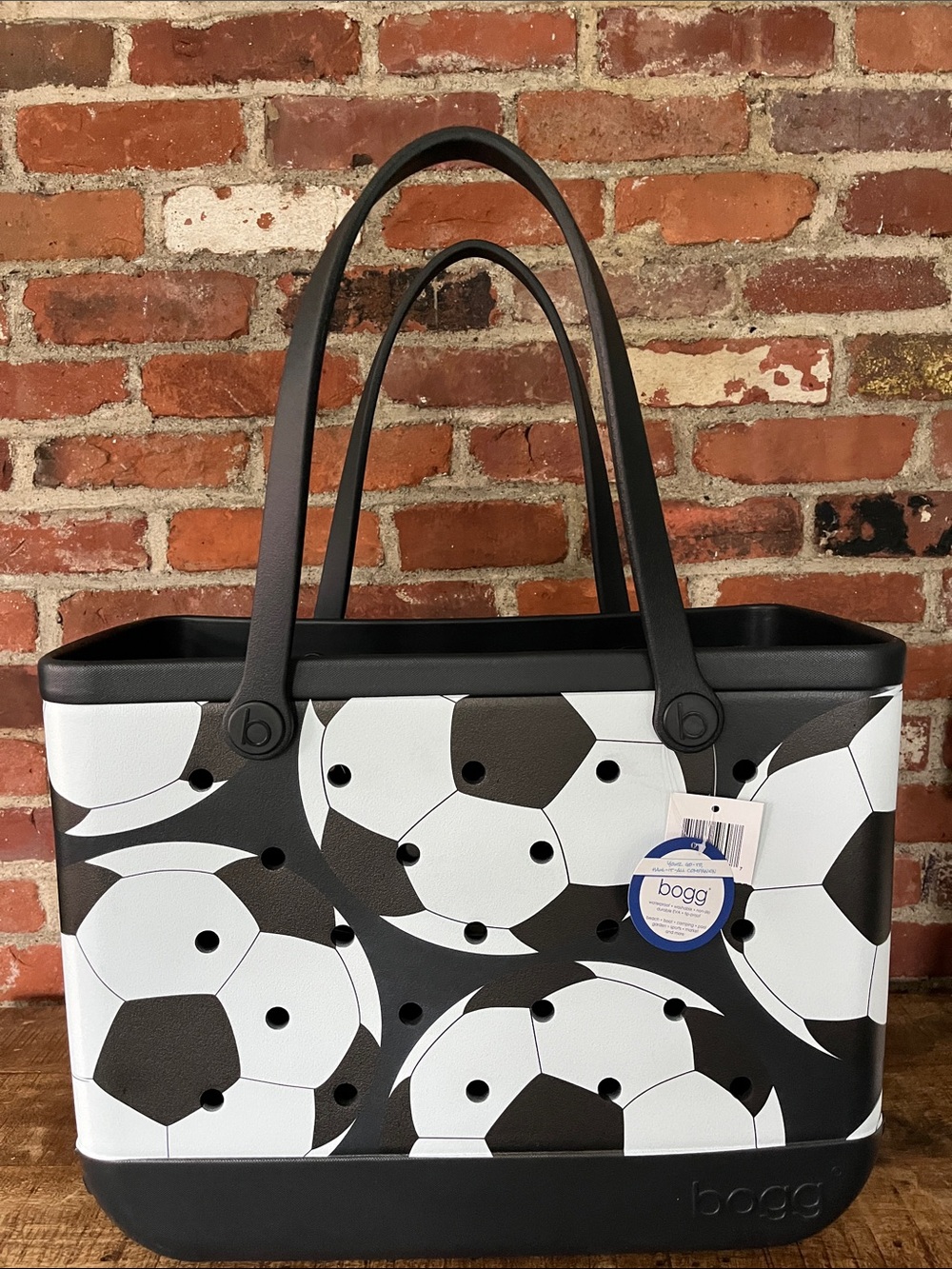BOGG BAG Black and White Soccer Print Tote
